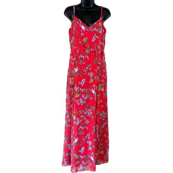 Nanette Lepore Paradise Dreaming Floral Hummingbird Print Maxi Dress - Picture 1 of 16